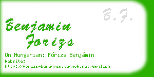 benjamin forizs business card